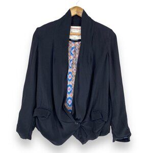 Cartonnier Anthropologie Blazer Womens XS Black Single Button Shoulder Pad Jacke